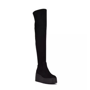 Women's Black Platform Over-the-Knee Boots